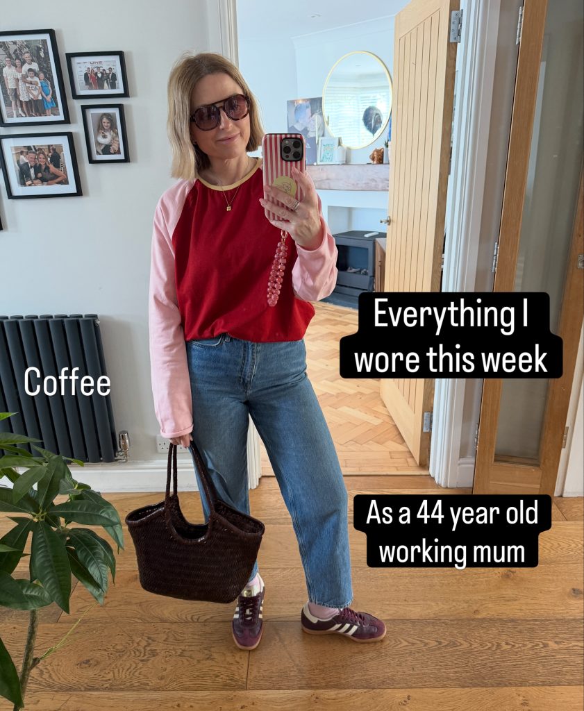 A Red and Pink Layered Top with Jeans for Everyday Wear